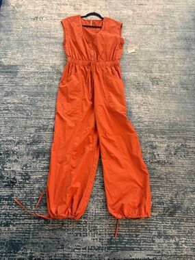 Burnt Orange Drawstring Jumpsuit